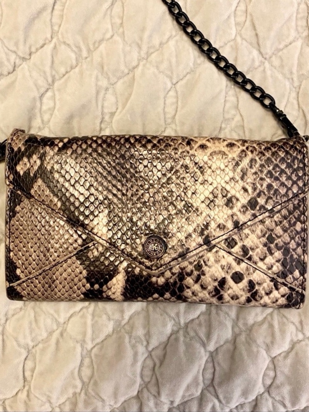 Rebecca Minkoff Snakeskin Crossbody with black chain